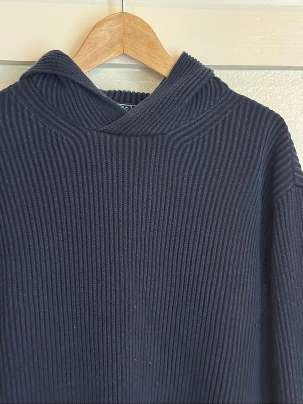 Polo Ralph Lauren Black Rib Knit Hoodie Sweater Men’s XL 100% Cotton